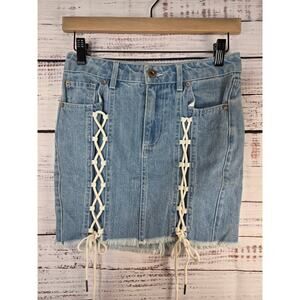 Pistola Blue Jean Denim Lace up Skirt size 25